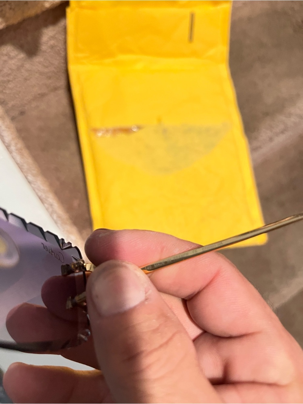 Cartier Women's Gold Rimless Sunglasses with Purple Gradient Lenses beautiful! - Picture 11 of 13